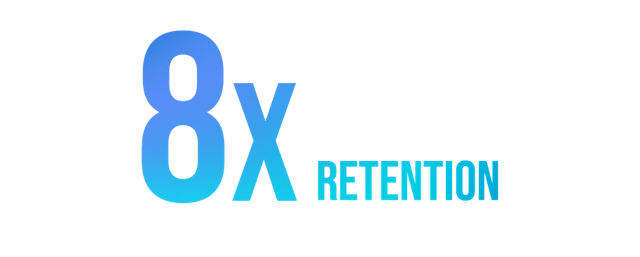 8x Retention rate sign